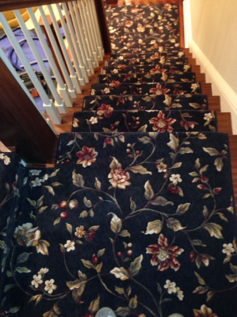 Stair runner -custom carpet and wall to wall hall installation