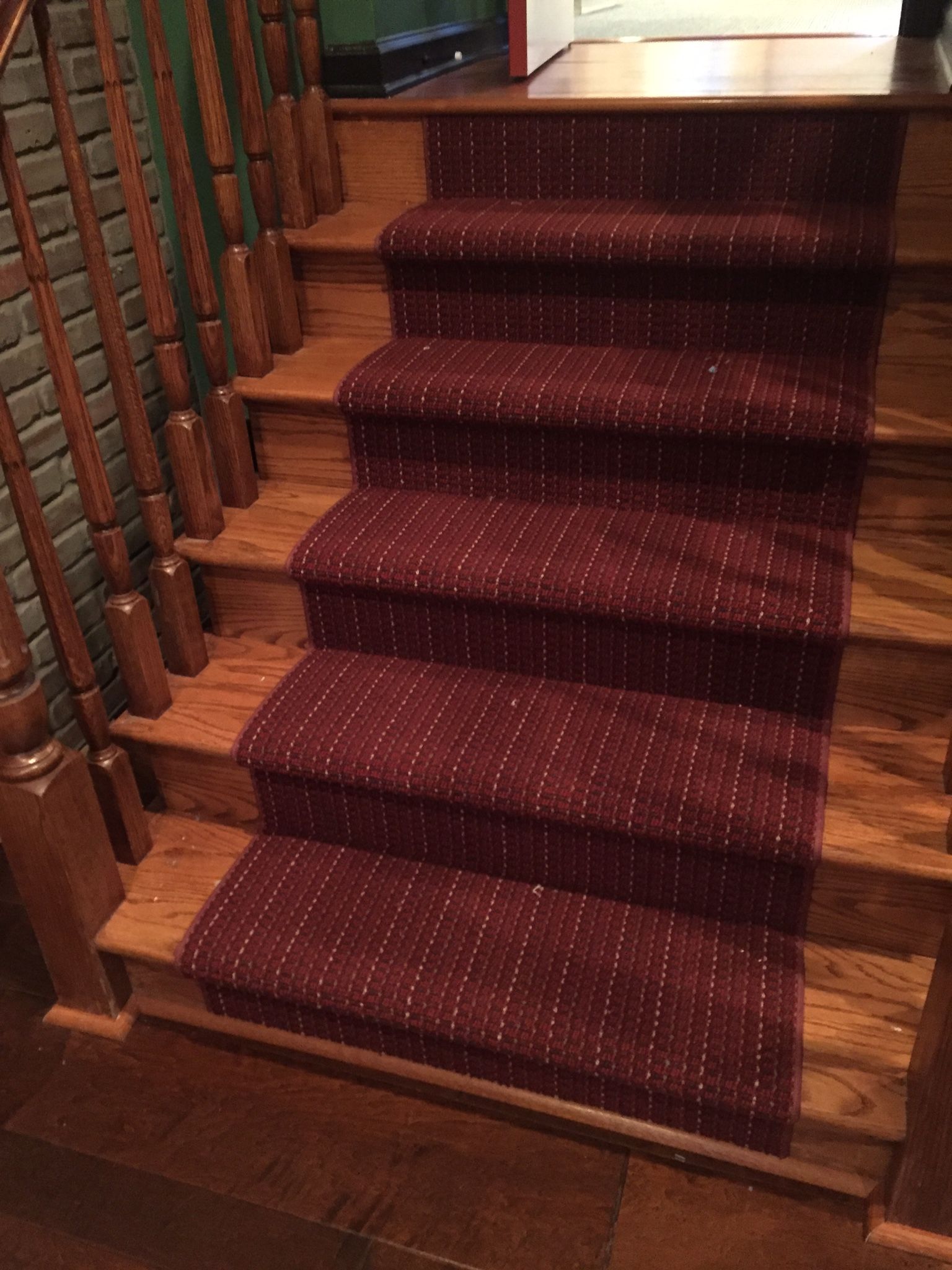 Stair runner -custom carpet and wall to wall hall installation