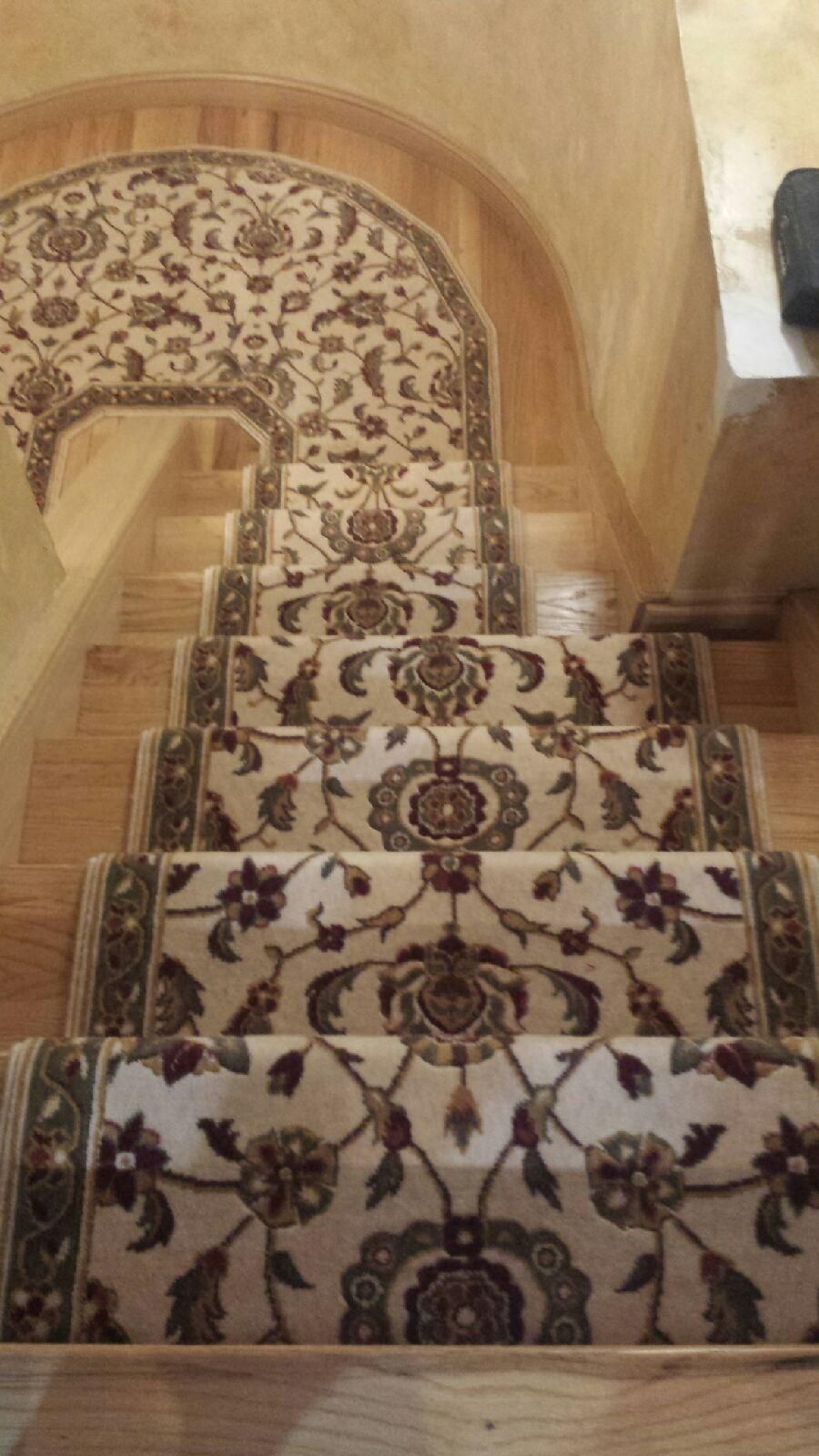 Stair runner -custom carpet and wall to wall hall installation