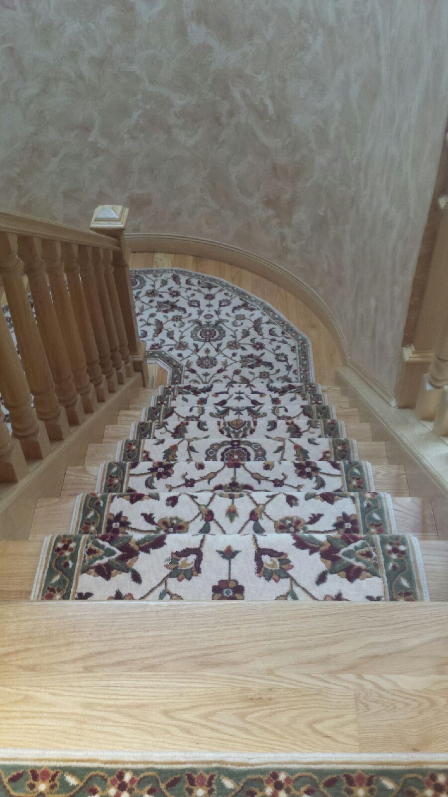 Stair runner -custom carpet and wall to wall hall installation
