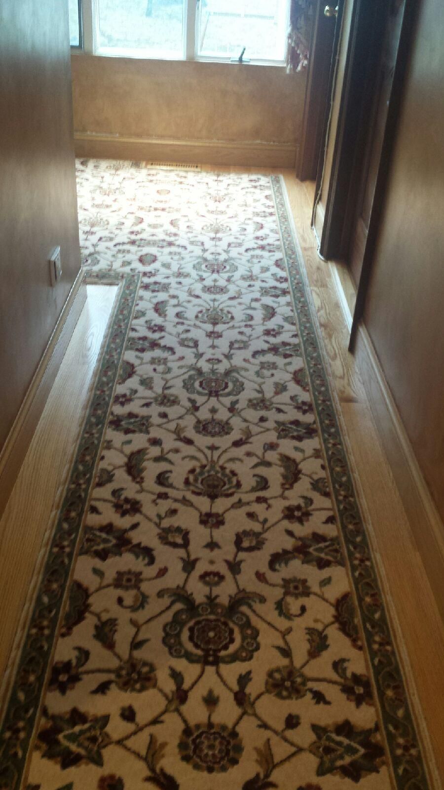 Stair runner -custom carpet and wall to wall hall installation