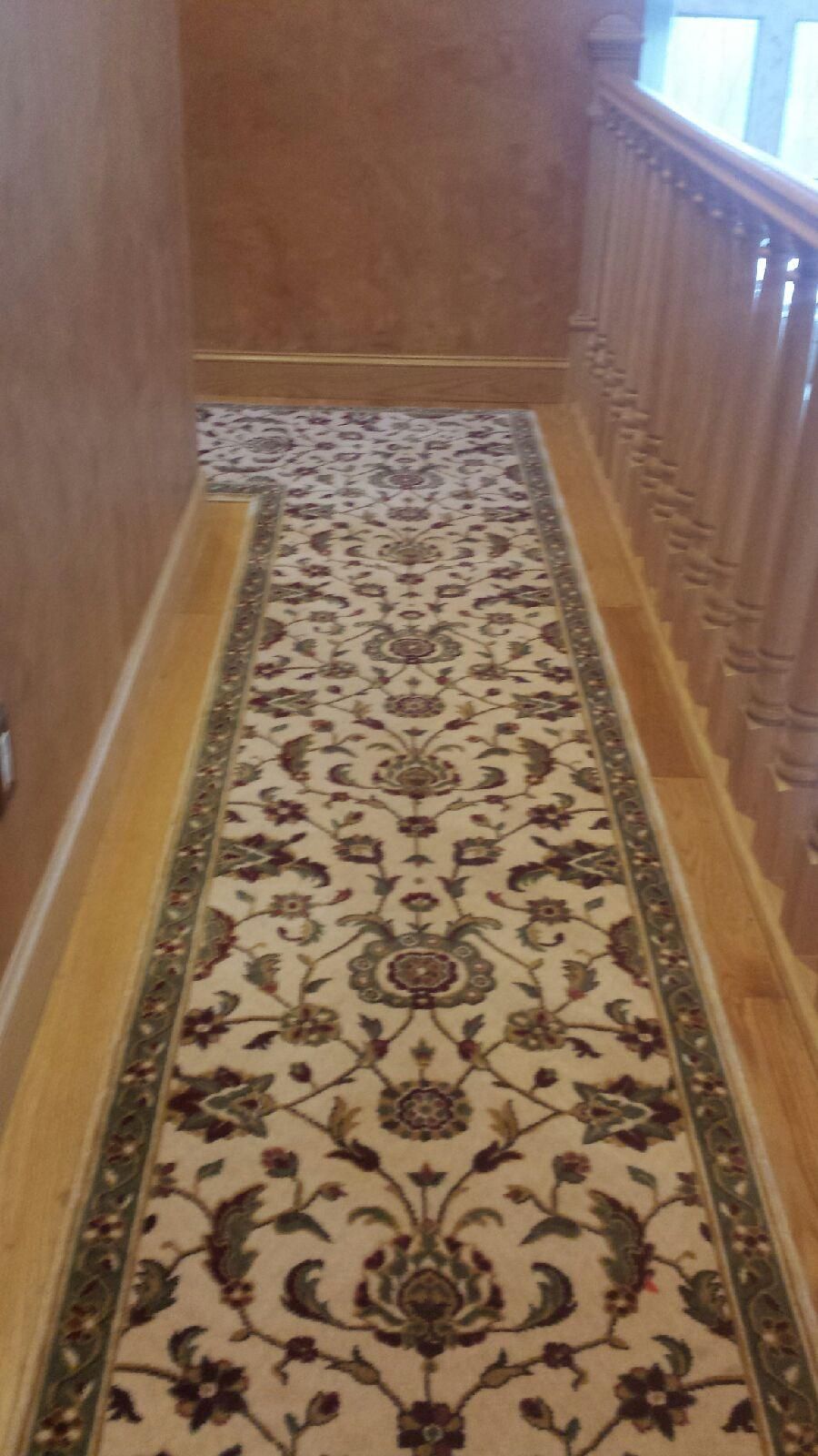 Stair runner -custom carpet and wall to wall hall installation
