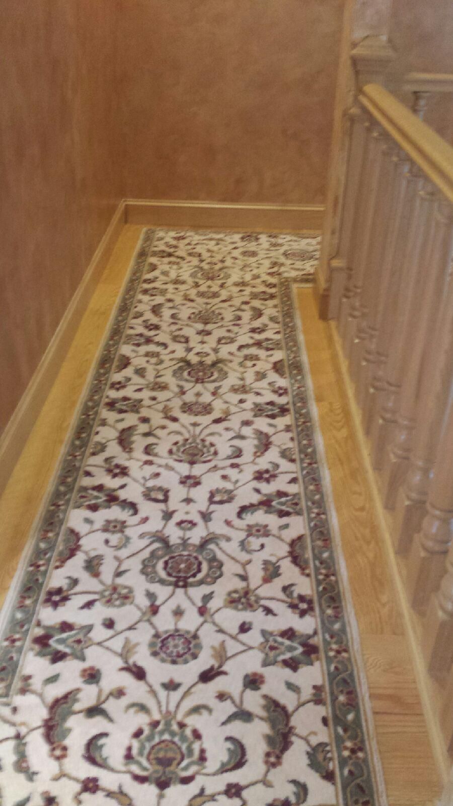 Stair runner -custom carpet and wall to wall hall installation