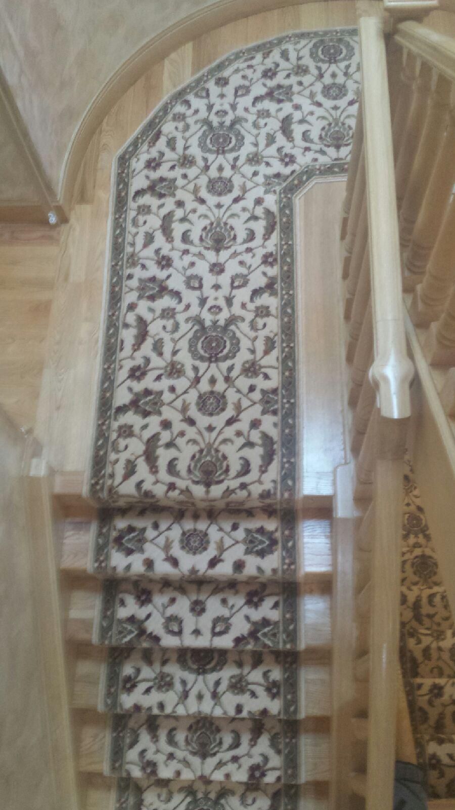 Stair runner -custom carpet and wall to wall hall installation