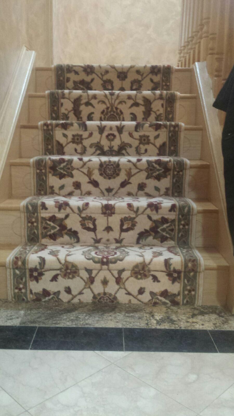 Stair runner -custom carpet and wall to wall hall installation