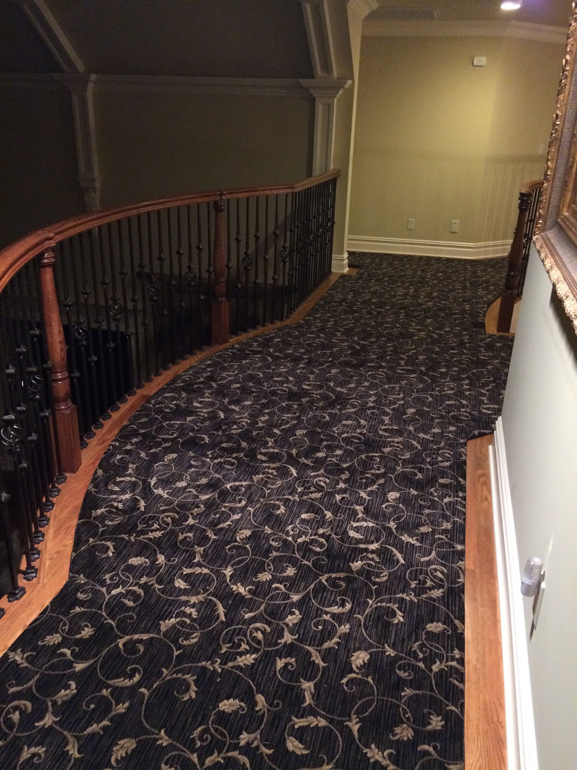 Stair runner -custom carpet and wall to wall hall installation