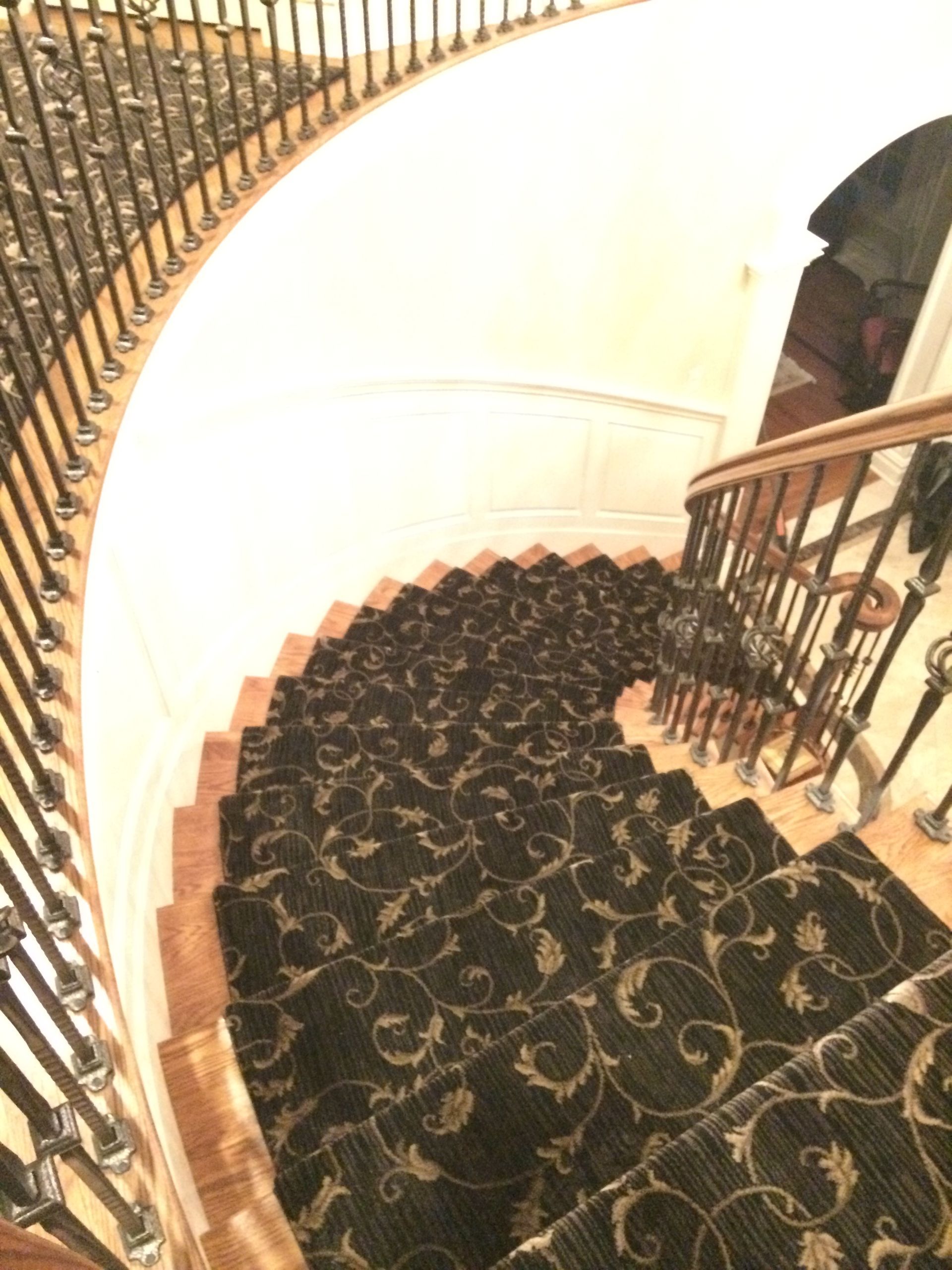 Stair runner -custom carpet and wall to wall hall installation