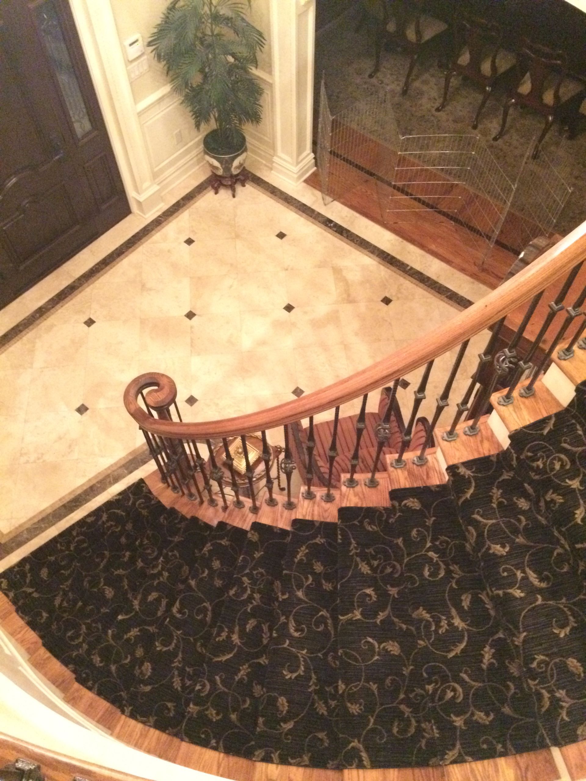 Stair runner -custom carpet and wall to wall hall installation