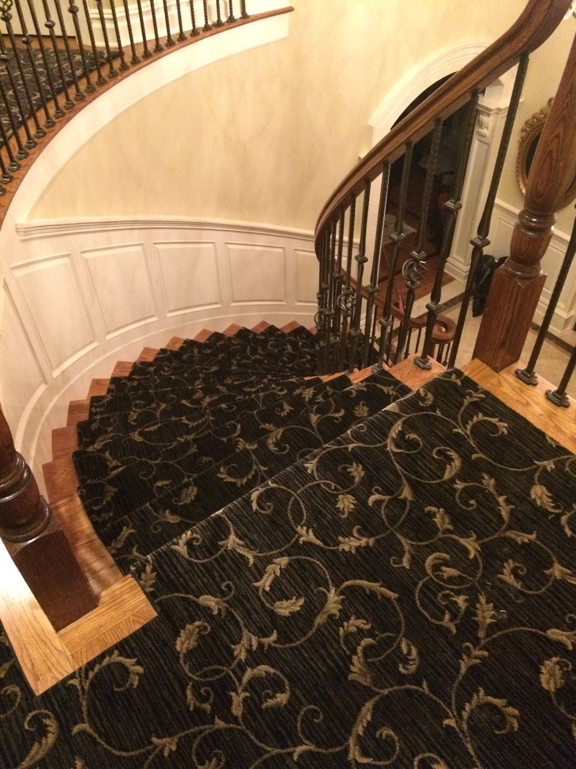 Stair runner -custom carpet and wall to wall hall installation