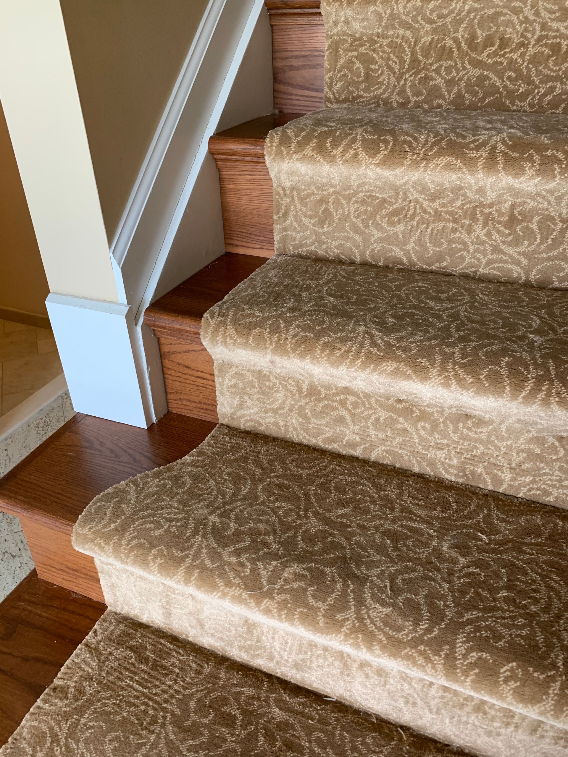Stair runner -custom carpet and wall to wall hall installation