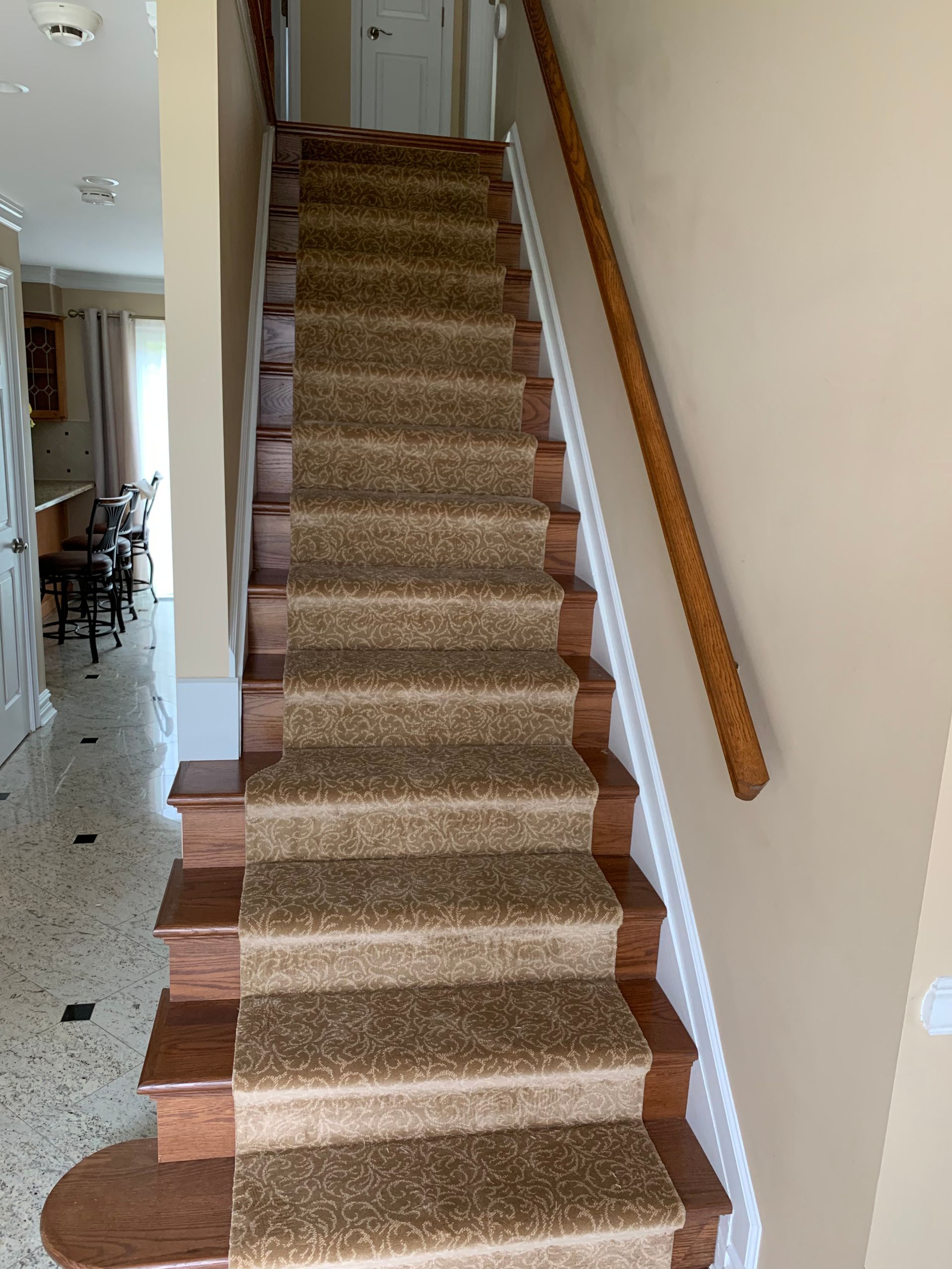 Stair runner -custom carpet and wall to wall hall installation