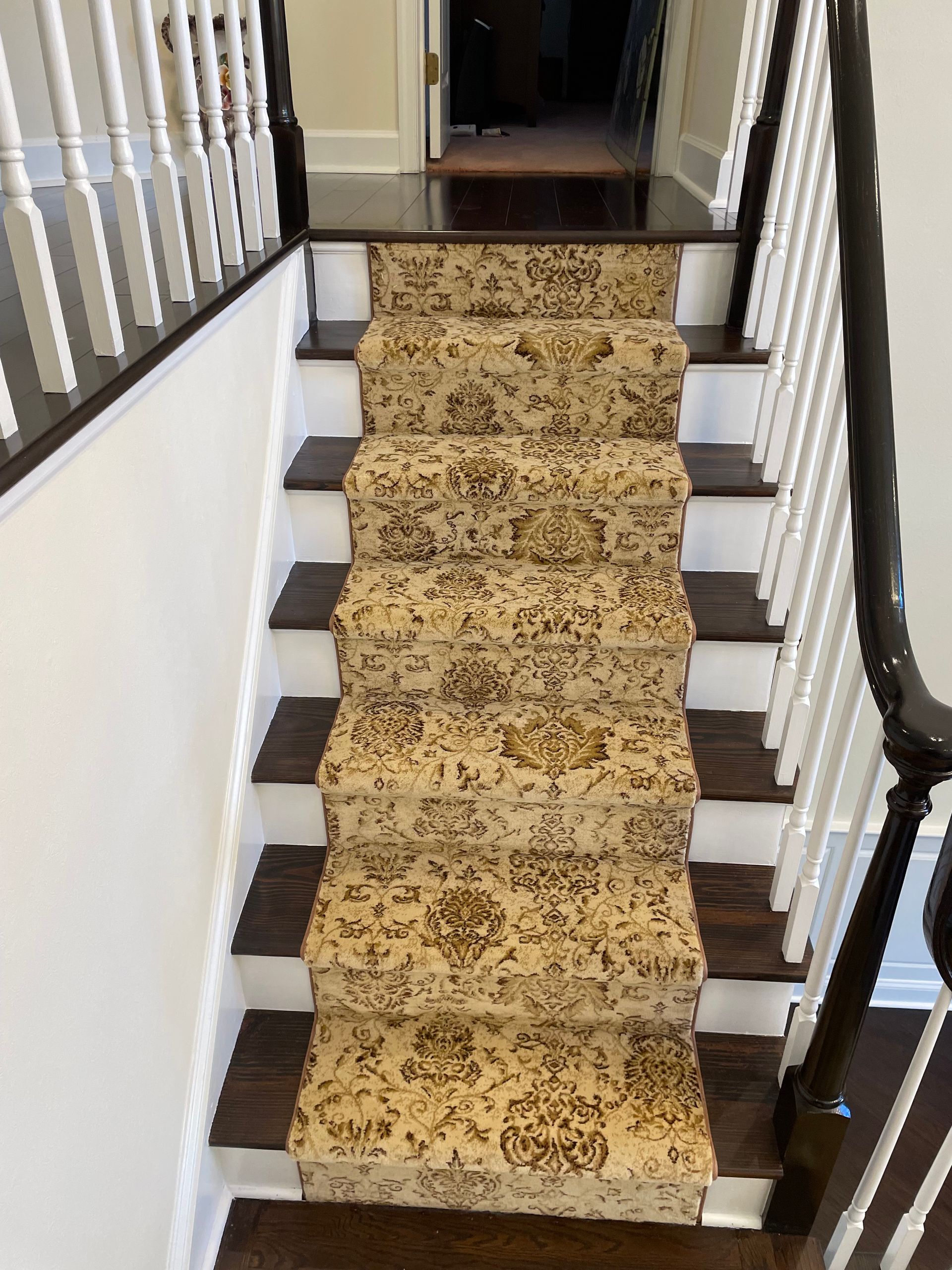 Kane Carpet fabricated into a stair runner 