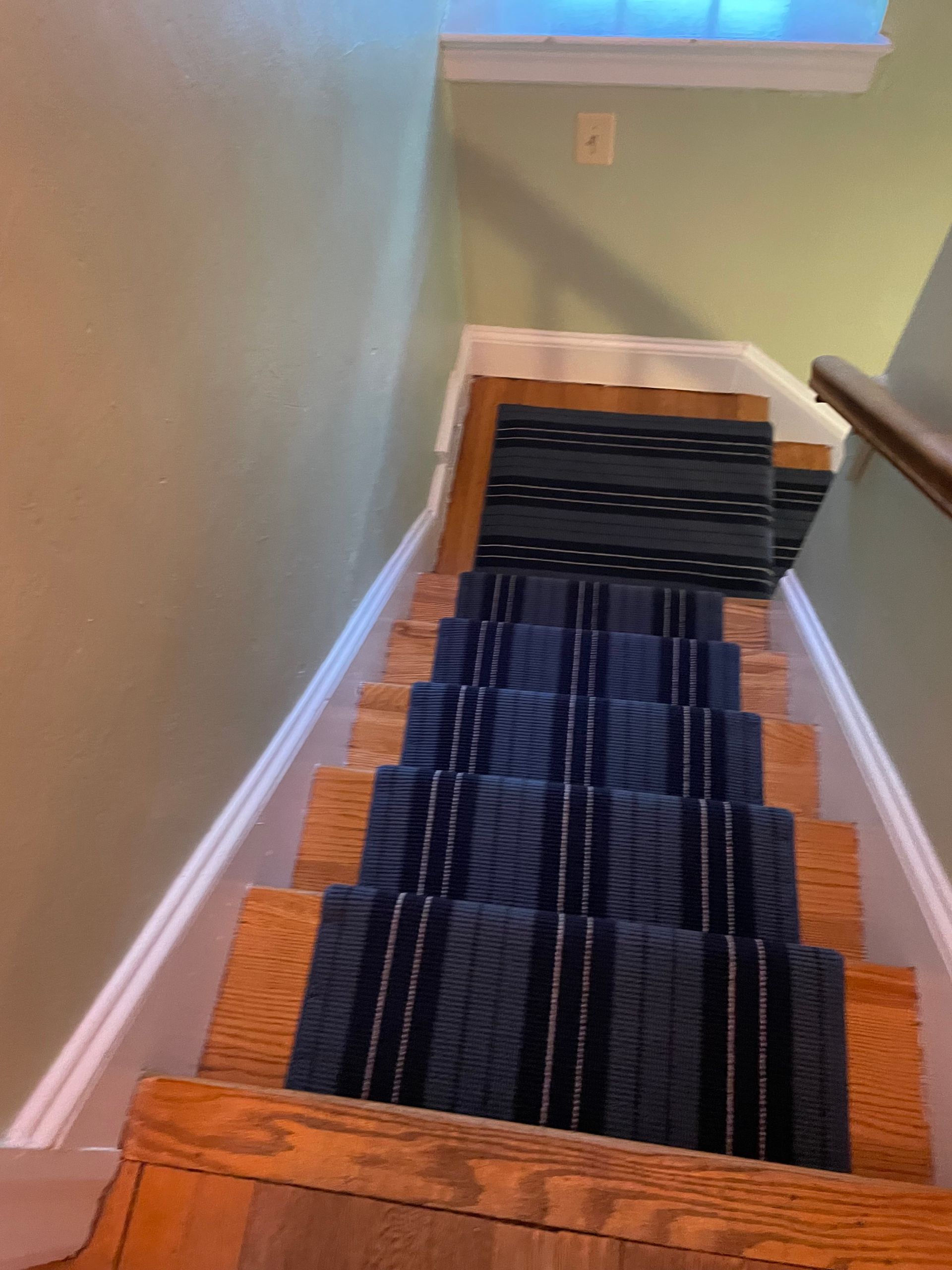 Stair runner -custom carpet and wall to wall hall installation