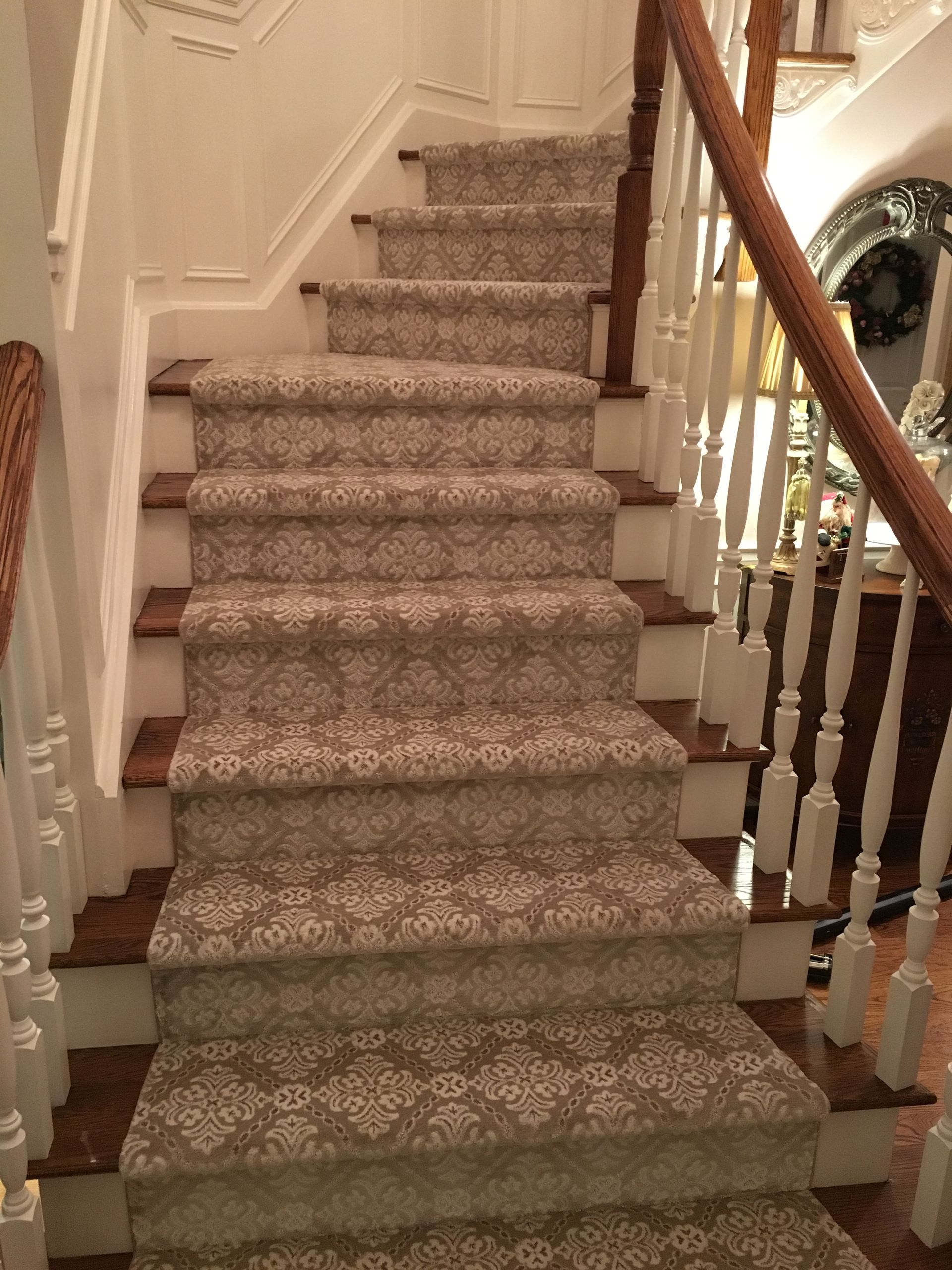 Stair runner -custom carpet and wall to wall hall installation