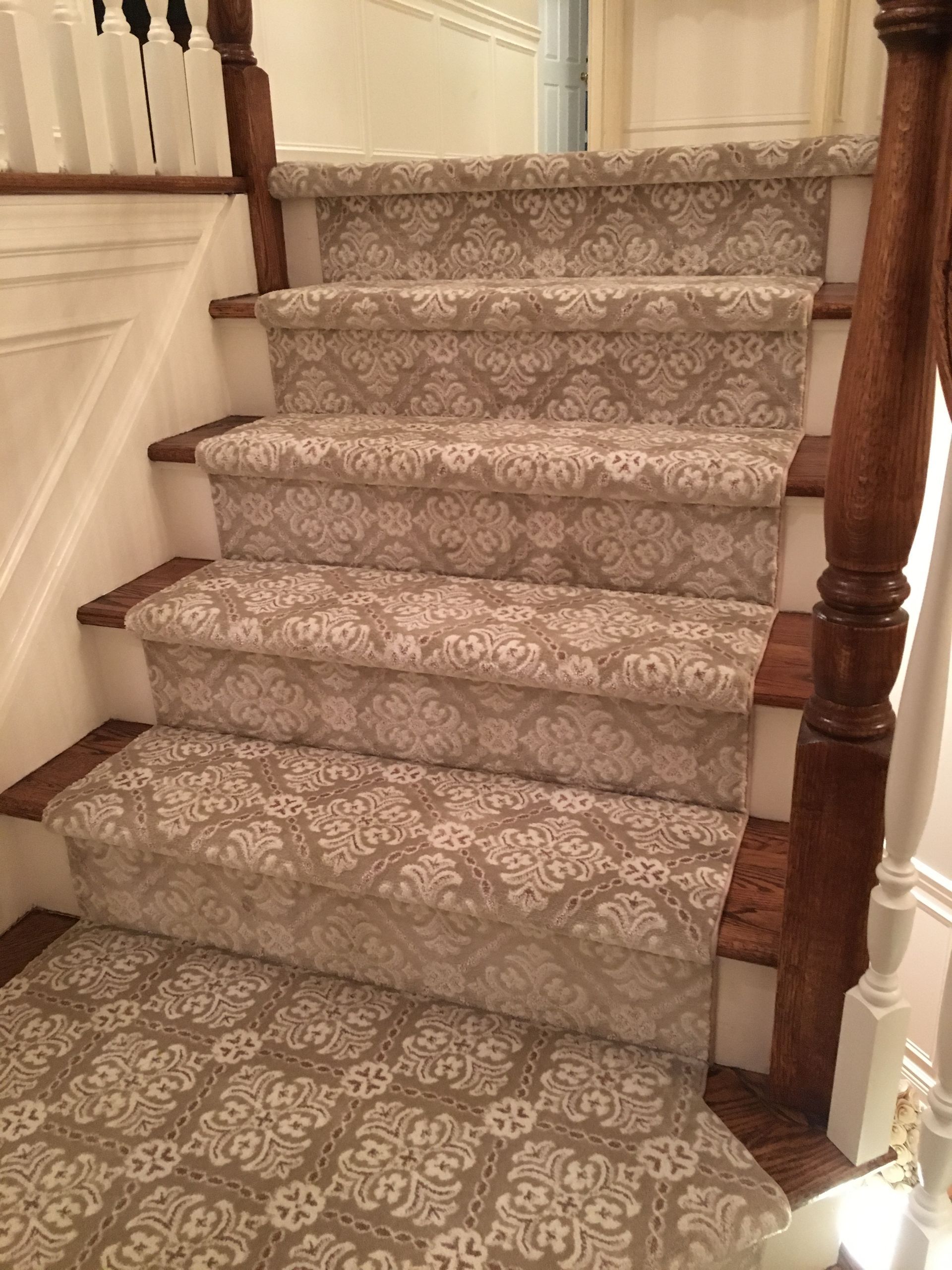 Stair runner -custom carpet and wall to wall hall installation