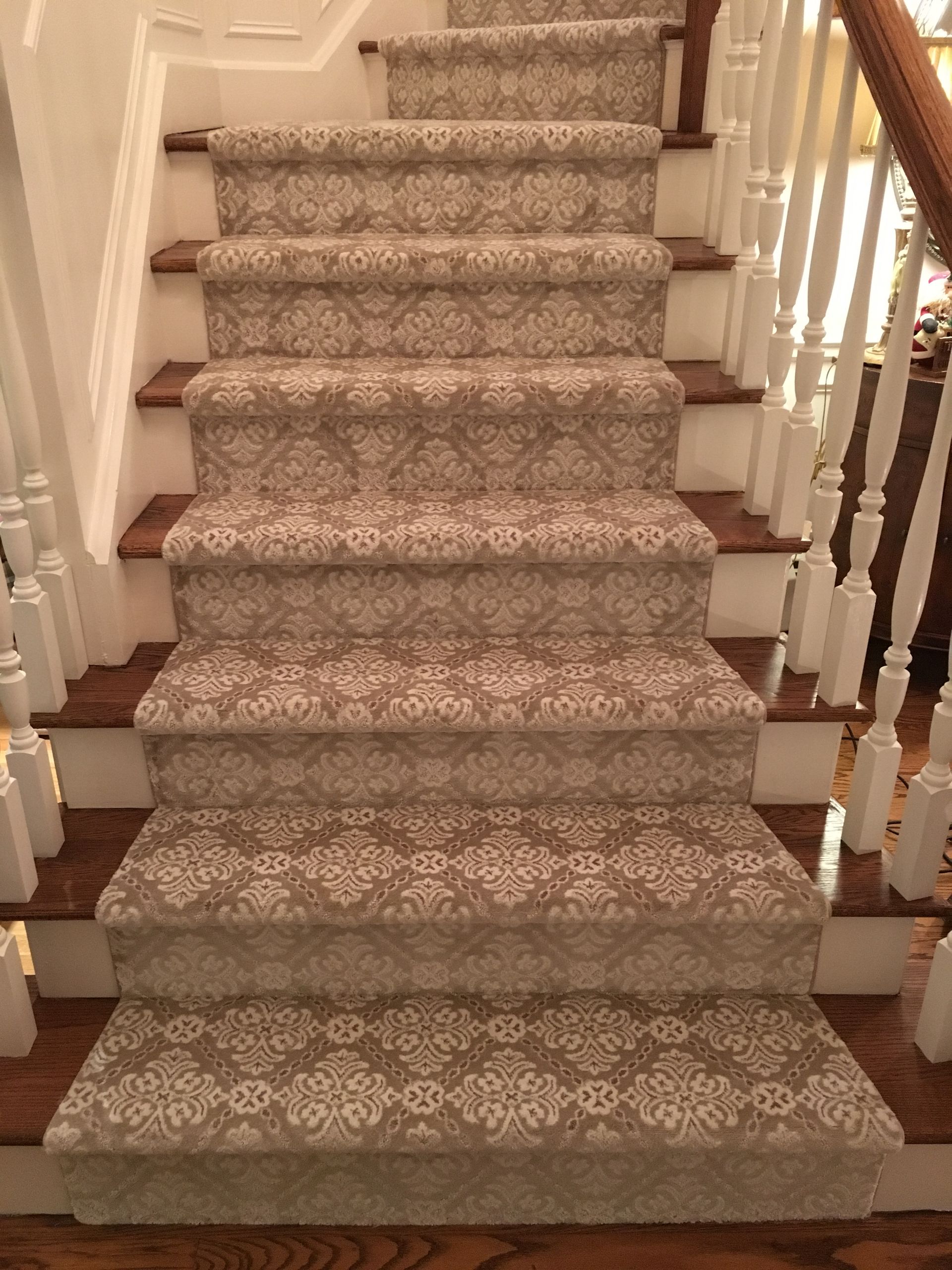 Stair runner -custom carpet and wall to wall hall installation