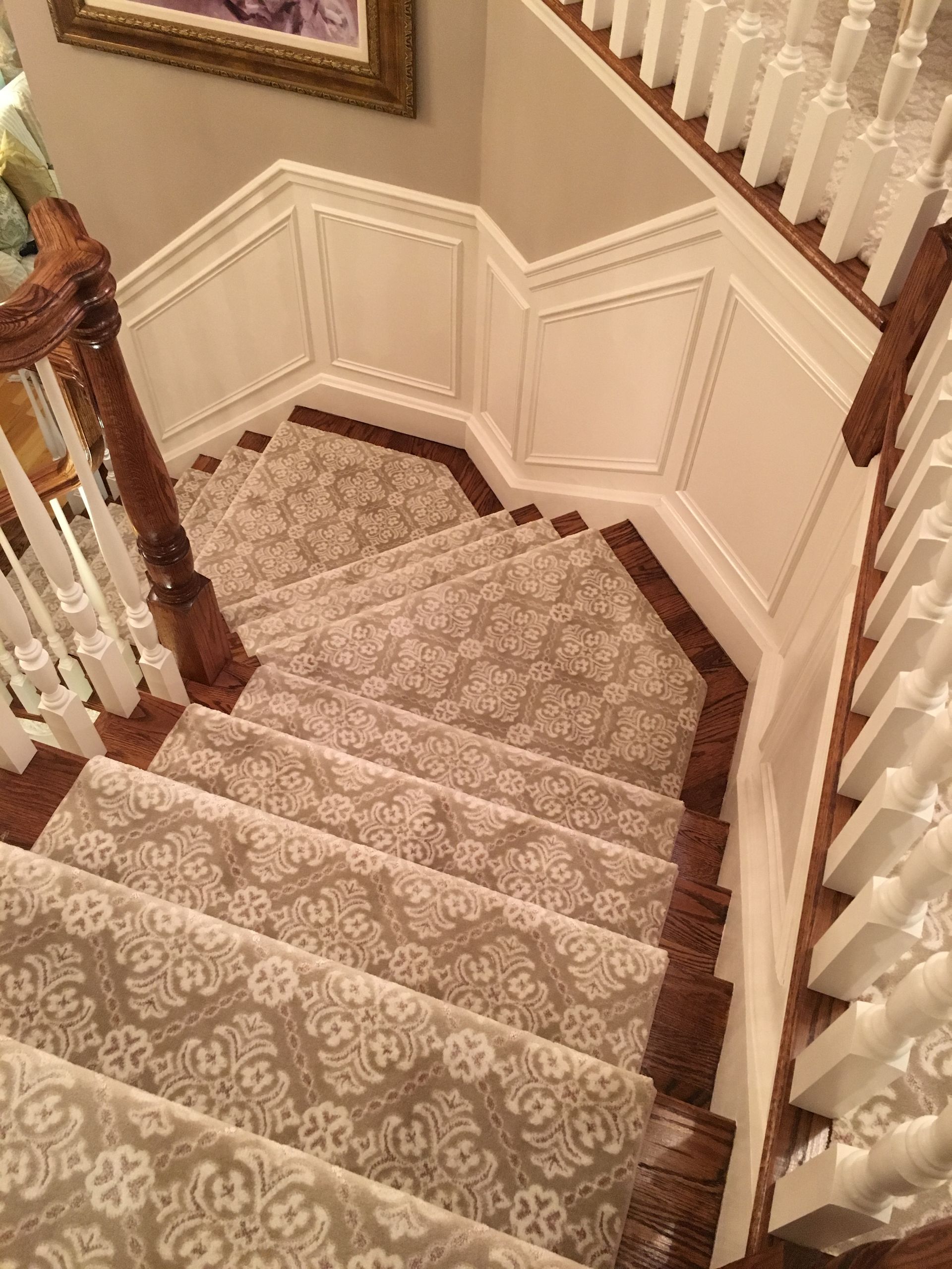 Stair runner -custom carpet and wall to wall hall installation