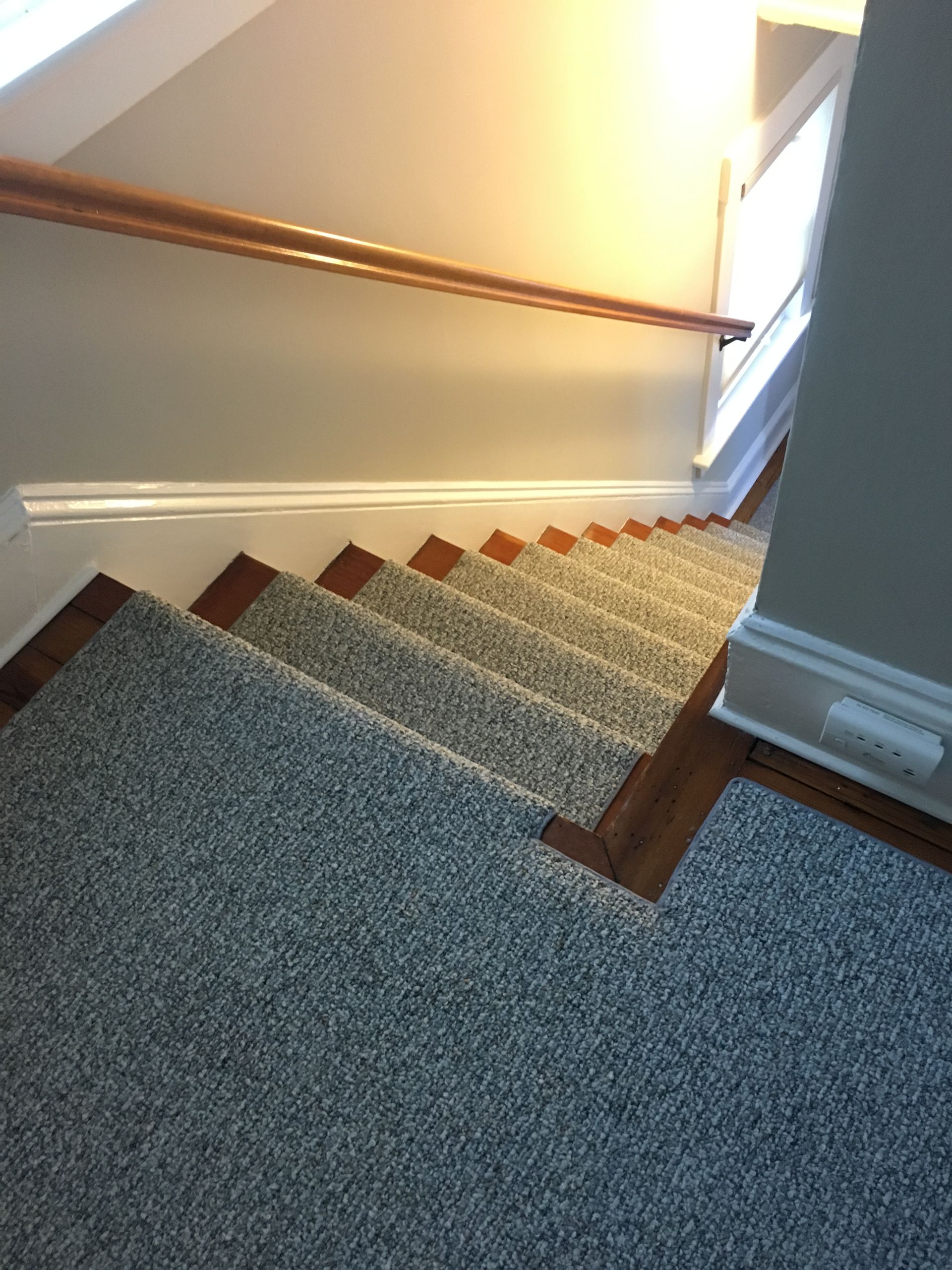Stair runner -custom carpet and wall to wall hall installation