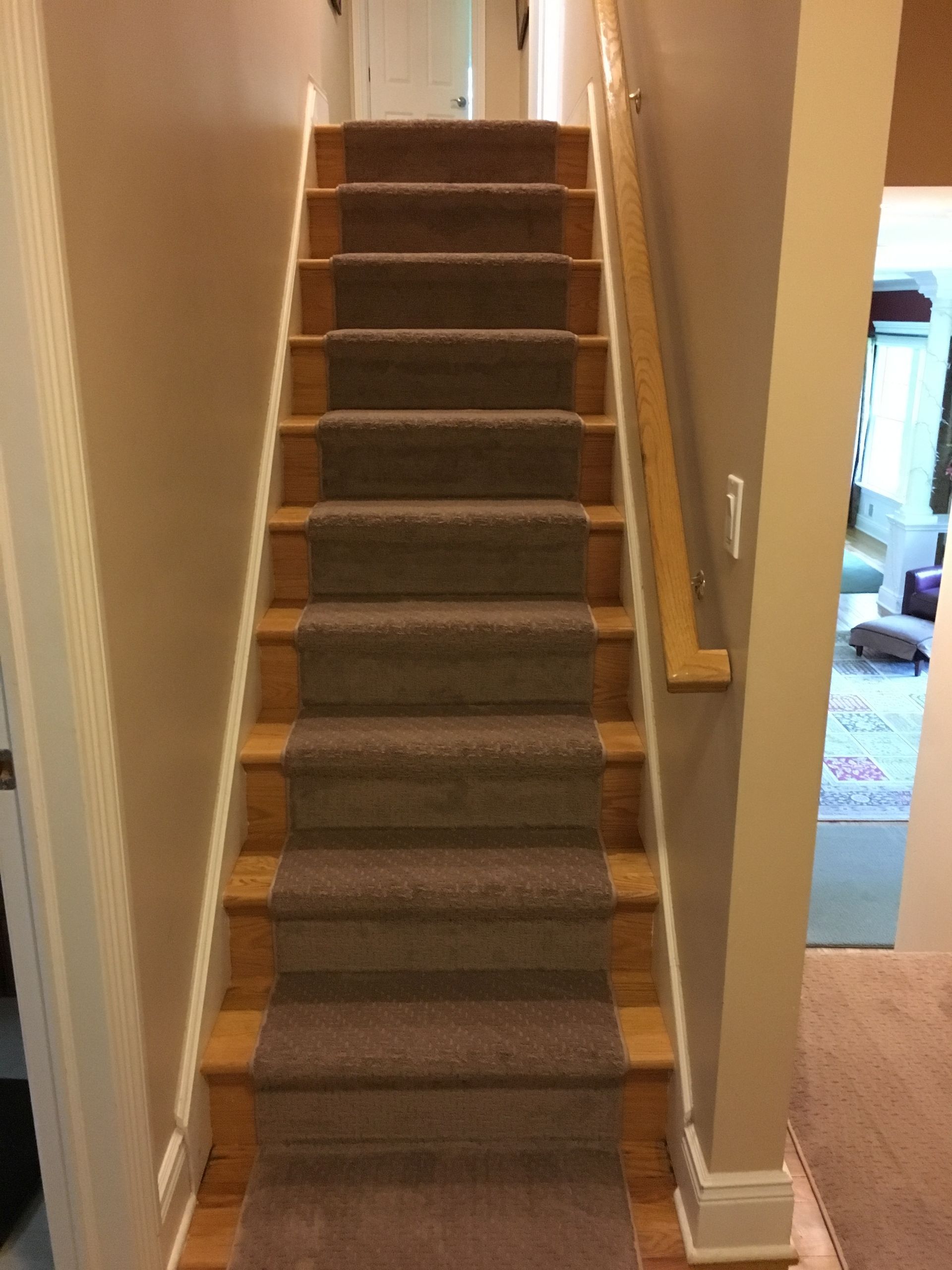 Stair runner -custom carpet and wall to wall hall installation