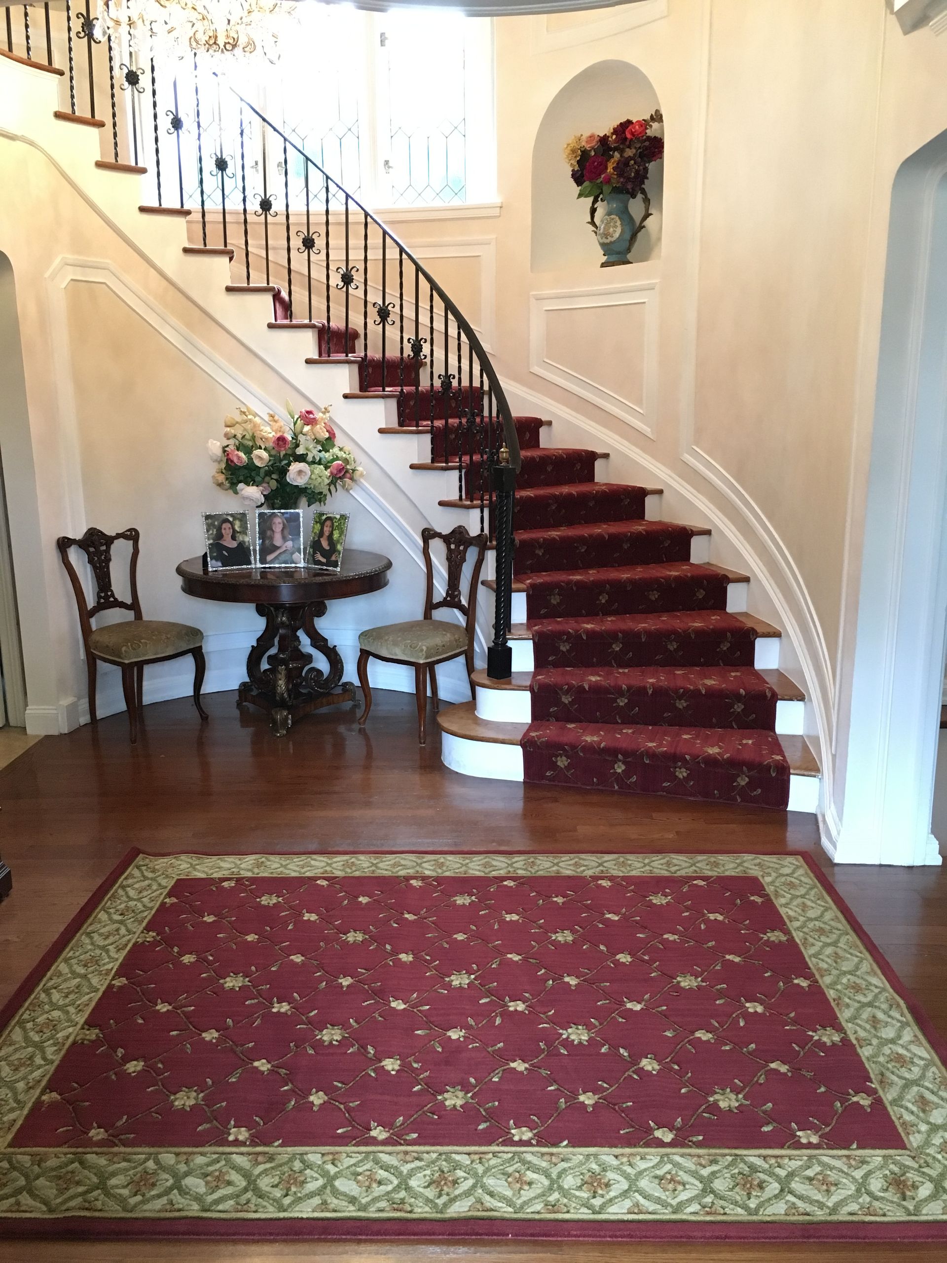 Stair runner -custom carpet with matching area rug