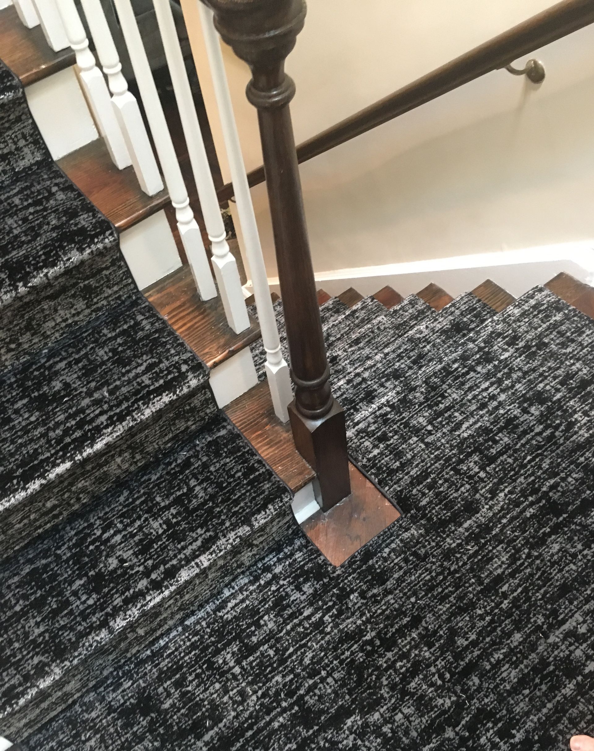 Stair runner -custom carpet and wall to wall hall installation