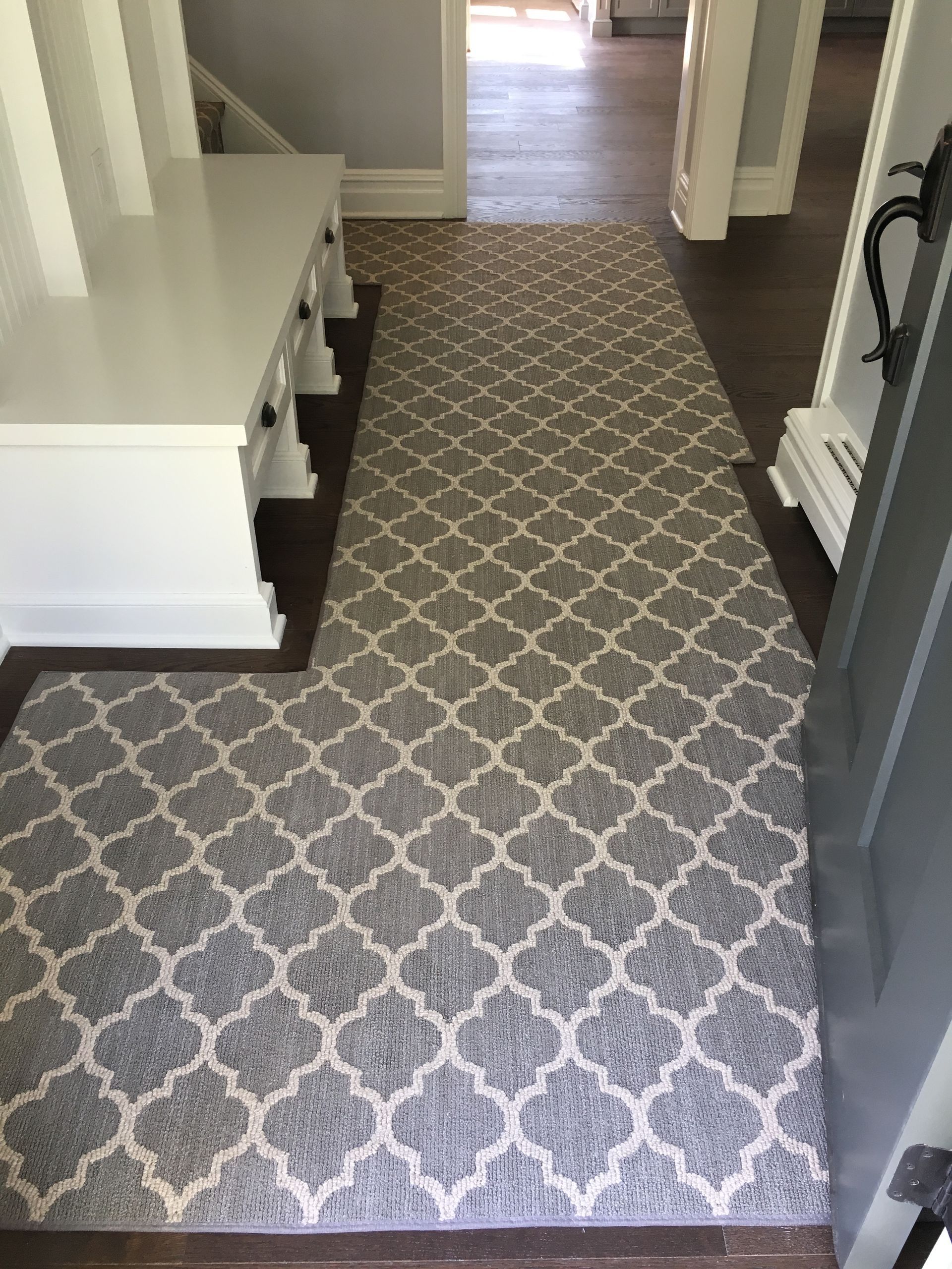 Stair runner -custom carpet and wall to wall hall installation