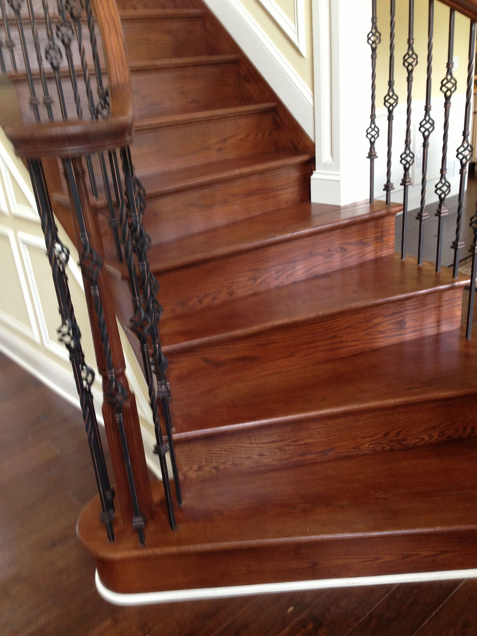 Hardwood flooring installed with steps and risers