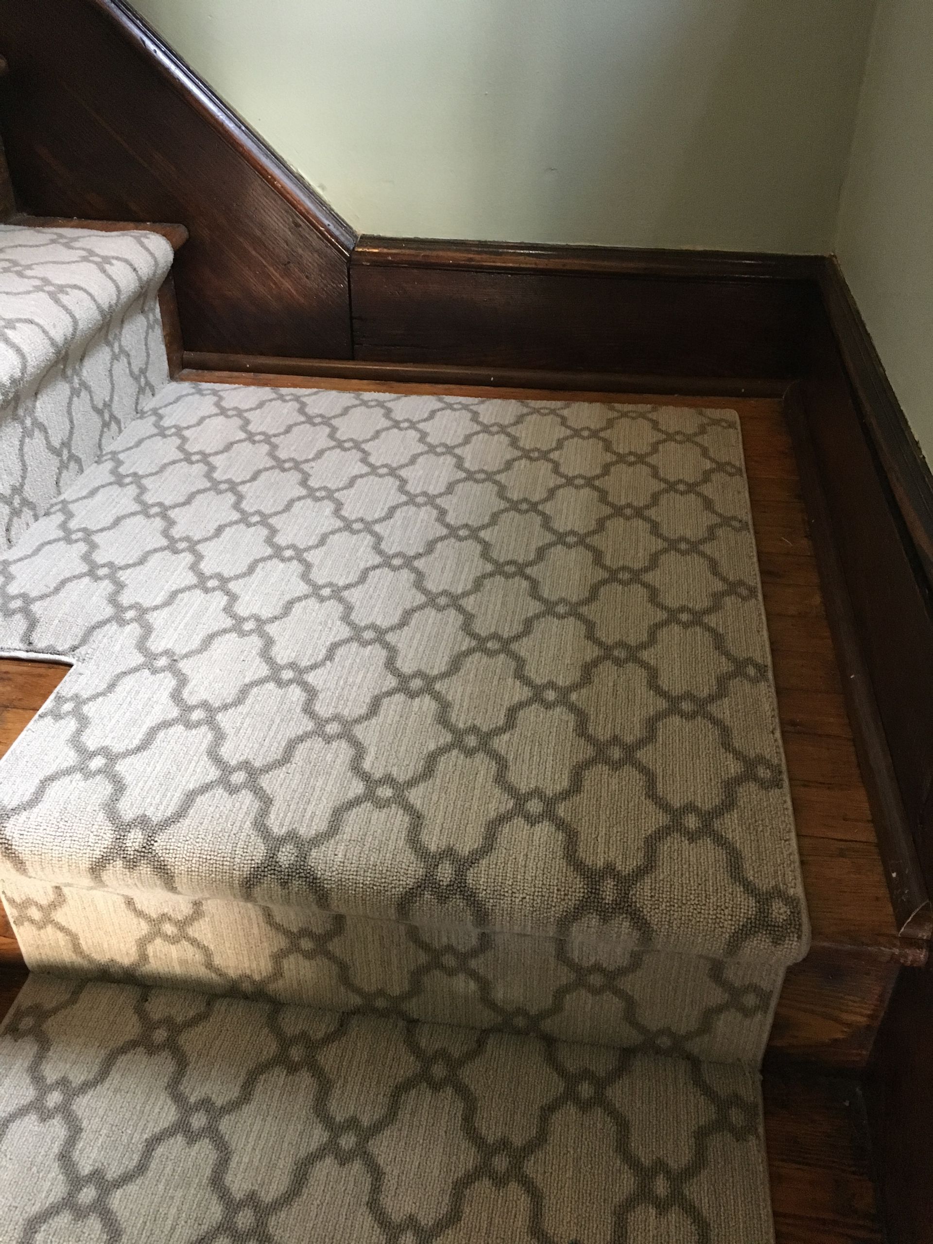 Stair runner -custom carpet and wall to wall hall installation