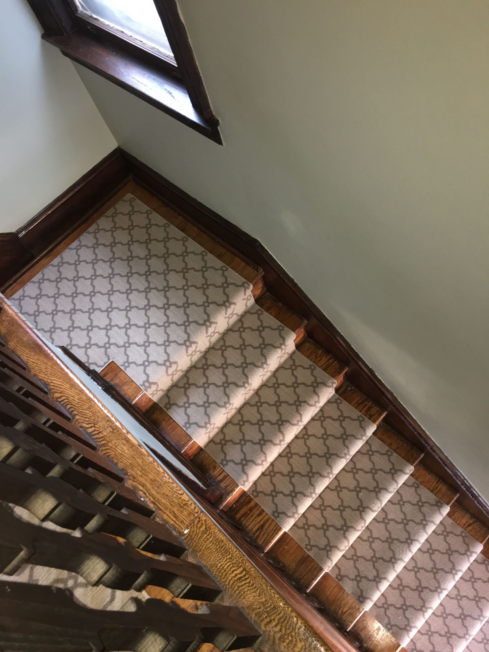 Stair runner -custom carpet and wall to wall hall installation