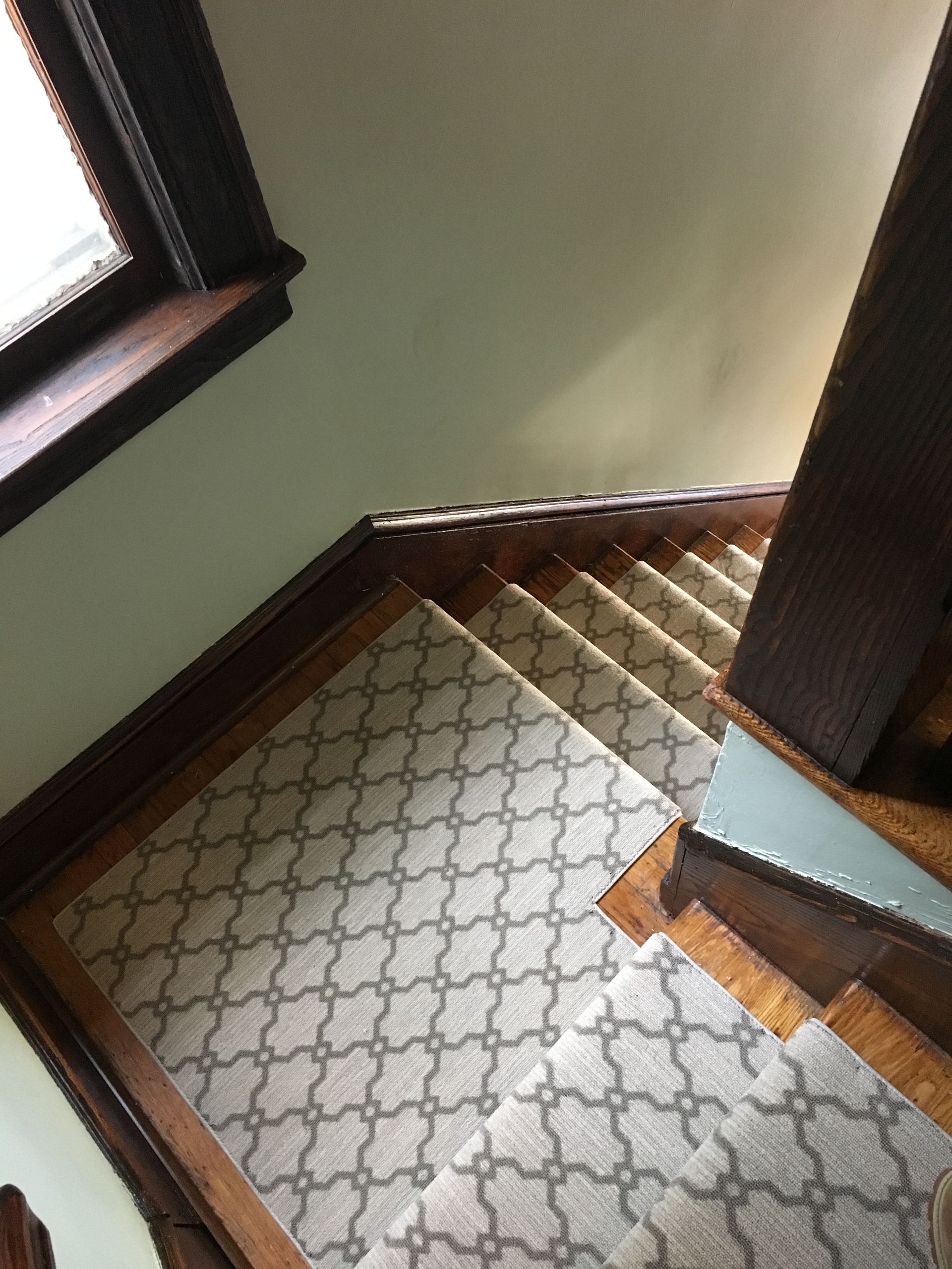 Stair runner -custom carpet and wall to wall hall installation