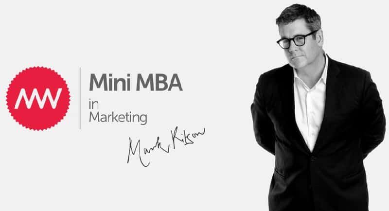 Mini MBA in Marketing logo next to Mark Ritson, a man in a blazer and glasses, and his signature.