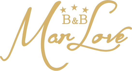 A gold logo for mar love b & b