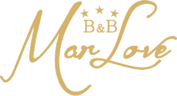 A gold logo for mar love b & b