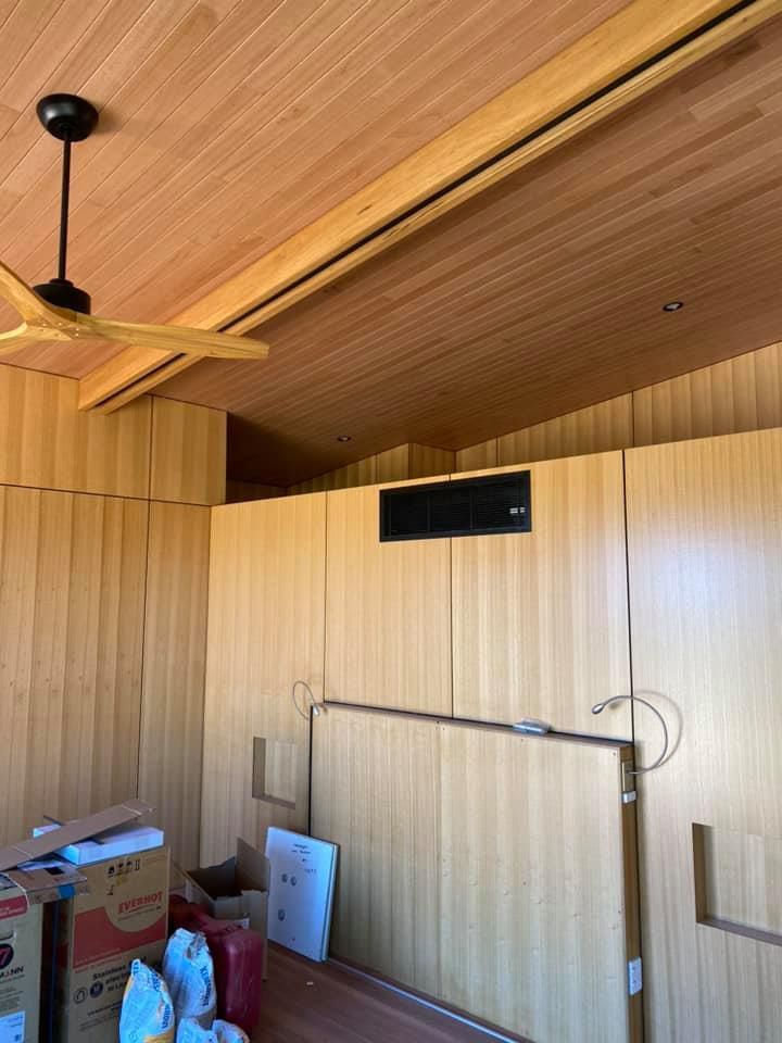 Wooden Wall and Ceiling Interior — Air Conditioning Electricians in Forster NSW