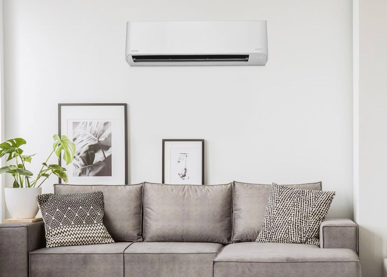 Living Room with Installed Air Conditioner