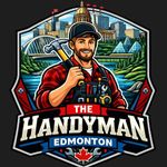 A smiling handyman in a blue uniform and cap, holding a hammer and toolbox, with 