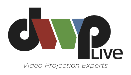 A logo for dvp live video projection experts