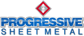 Progressive sheet metal logo with a diamond in the middle