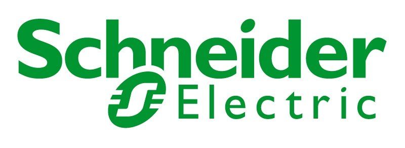 The schneider electric logo is green and white on a white background.
