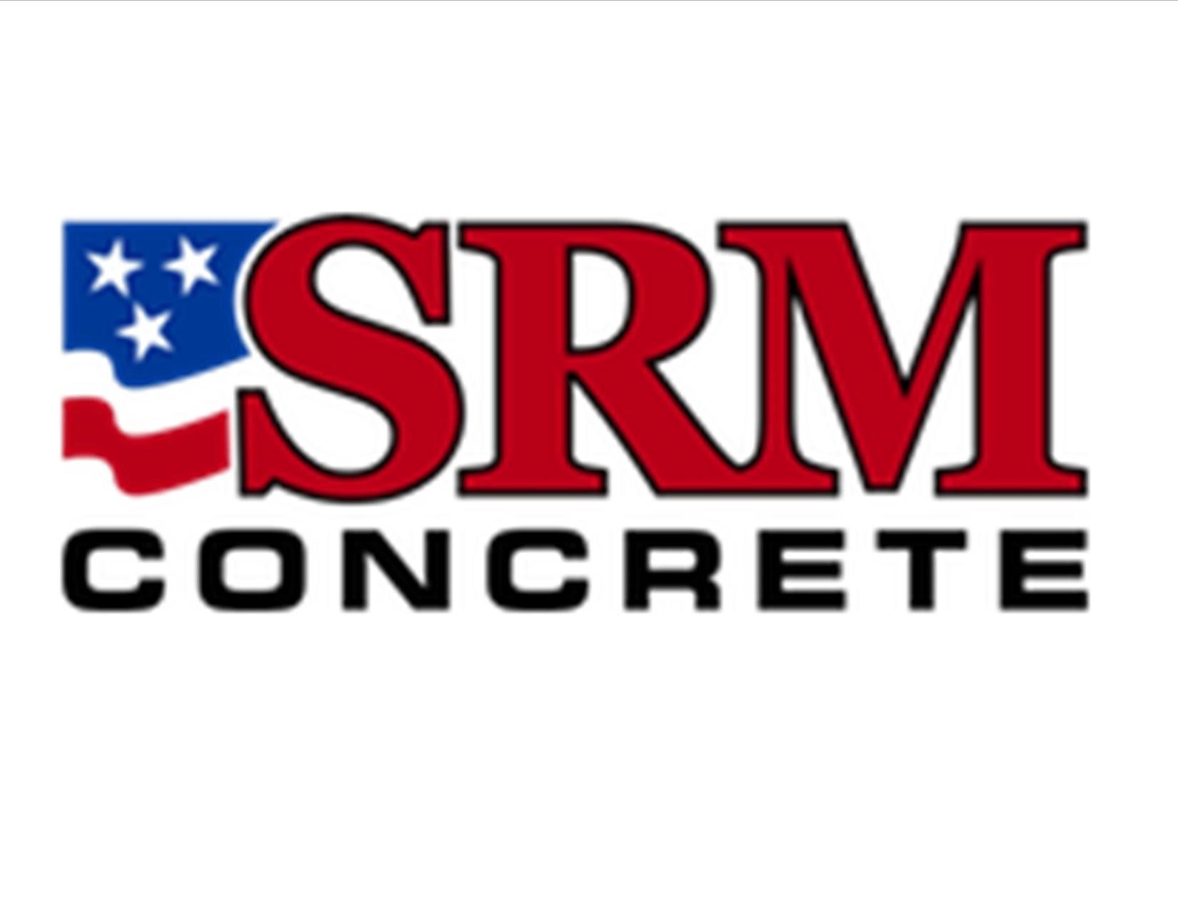 A logo for srm concrete with an american flag