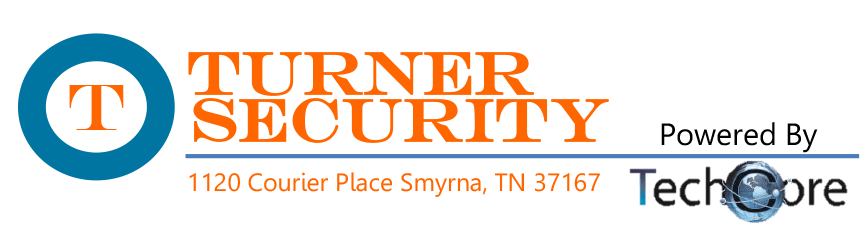 The turner security logo is powered by techcore