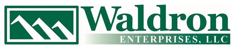 The logo for waldron enterprises llc is green and white