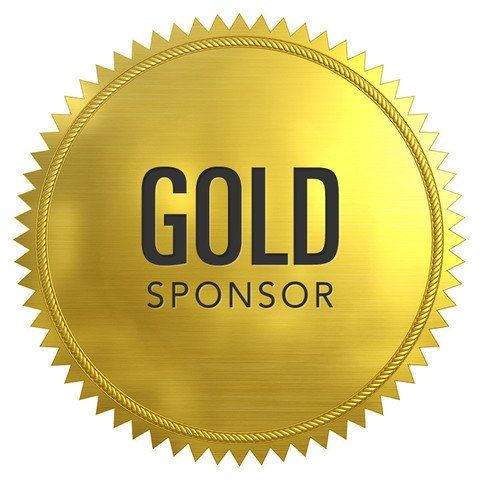 A gold sponsor seal on a white background.