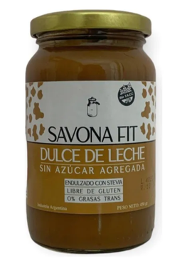 Tarro de mermelada de dulce de leche y coco con etiqueta amarilla.