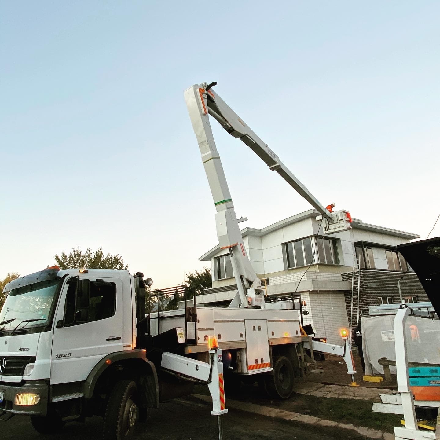 Service Truck Lifting Electrician — Central West Power Construction in Orange, NSW
