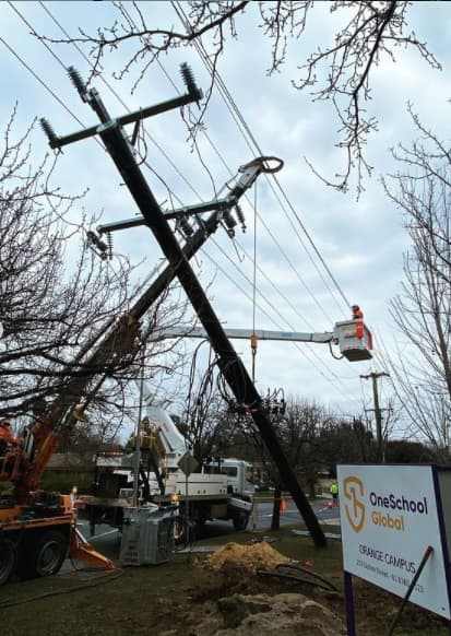 Electrical Pole Falls Down  — Central West Power Construction in Orange, NSW