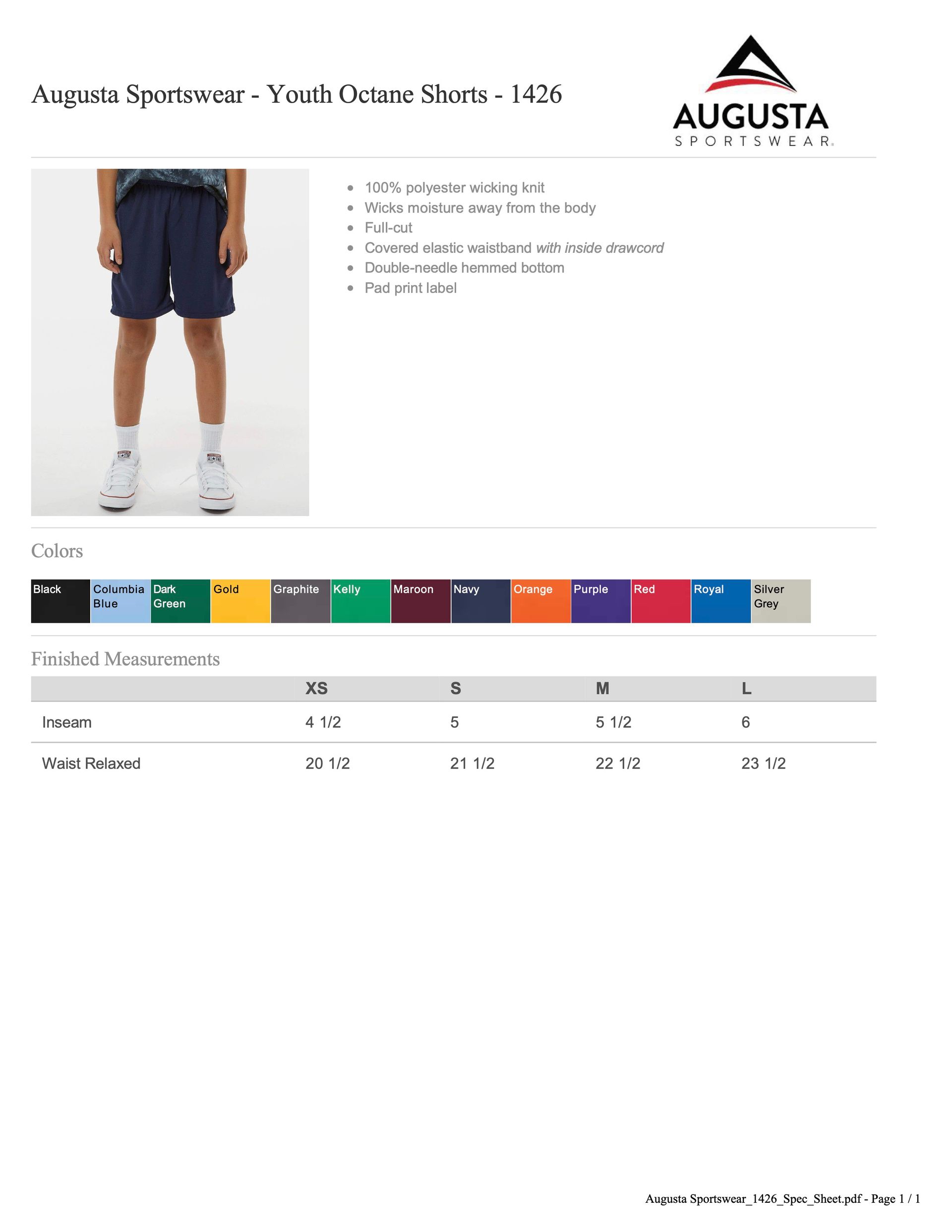 Green Tree Swim Club 1426 Augusta Youth Octane Shorts