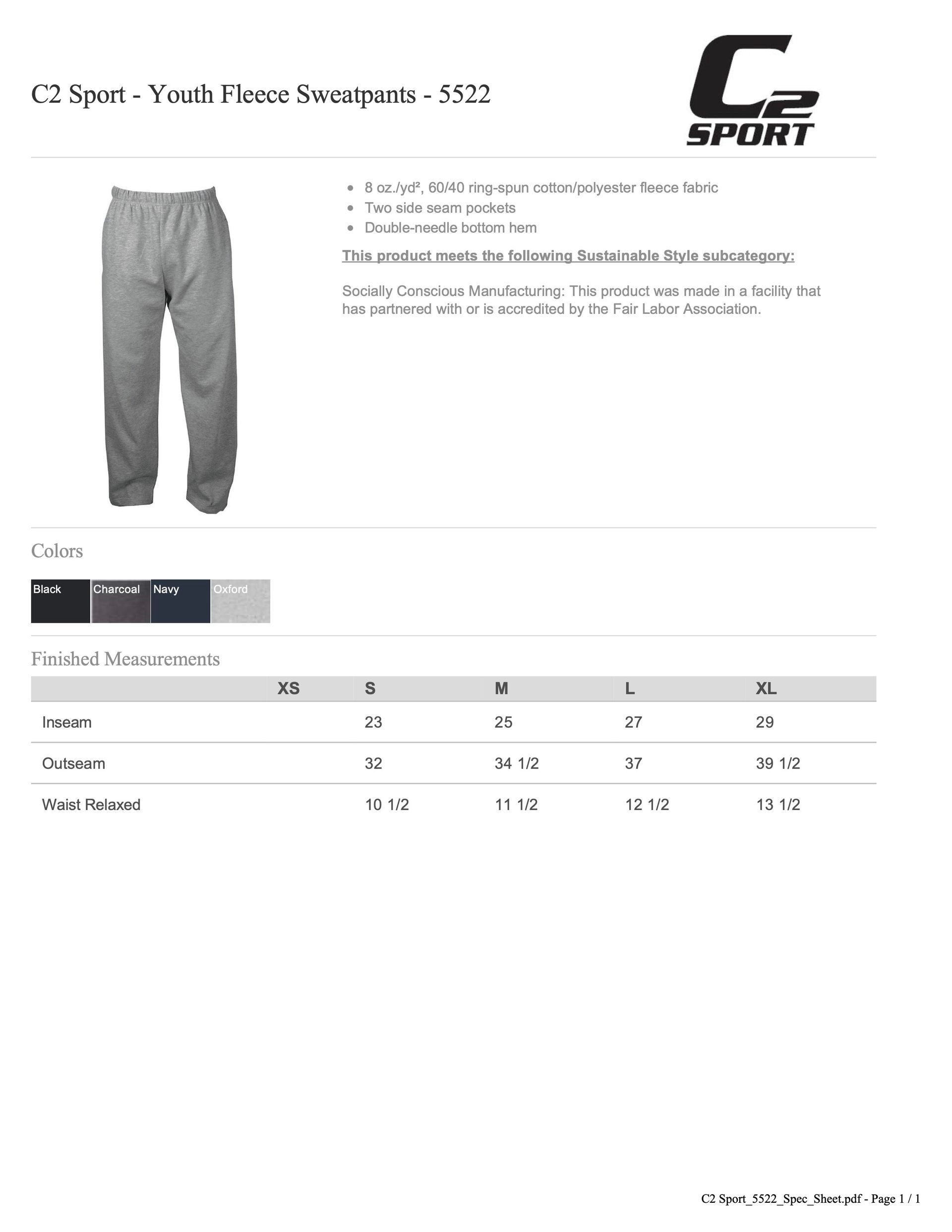 5522 C2  Youth Open Bottom Pants