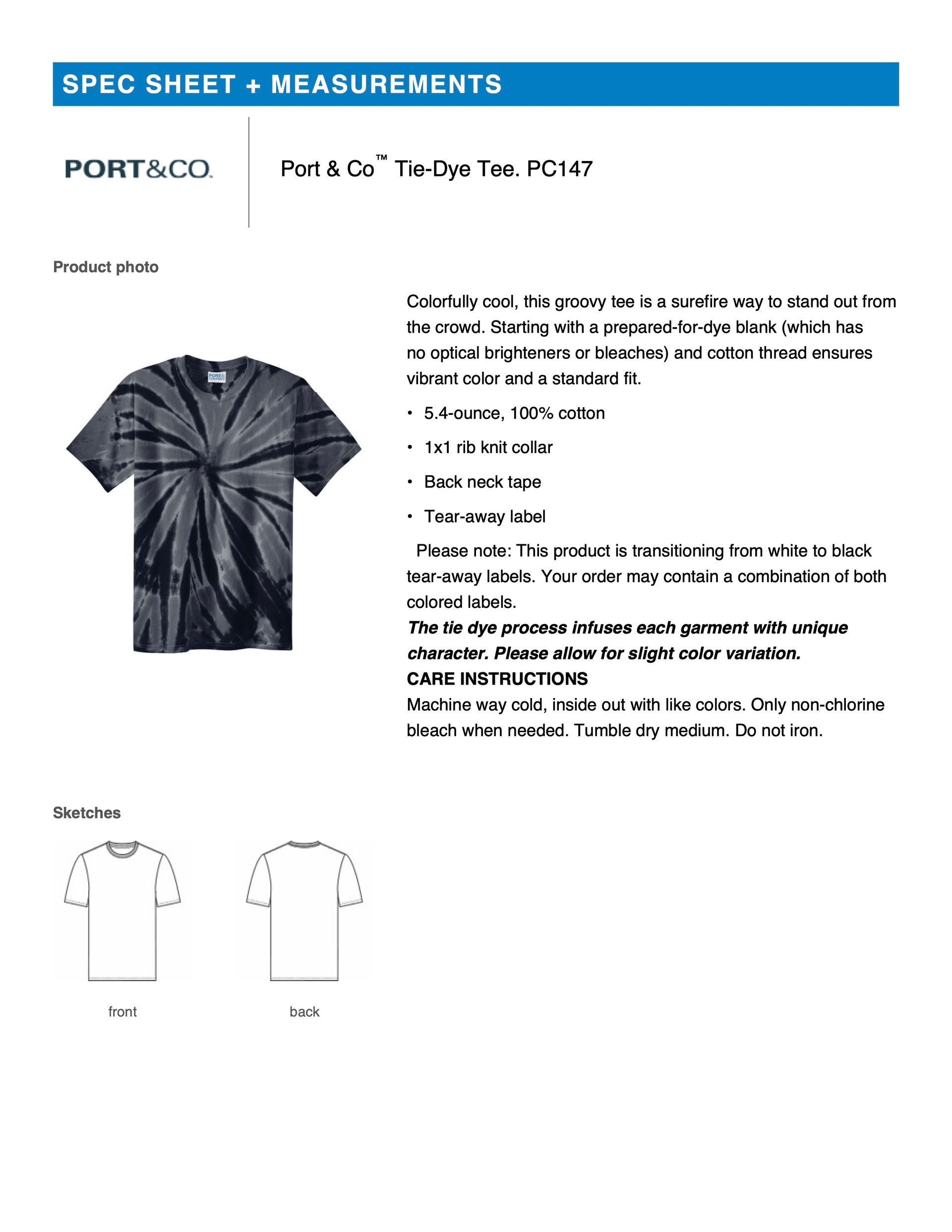 PC147 Port & Co™ Tie-Dye Tee