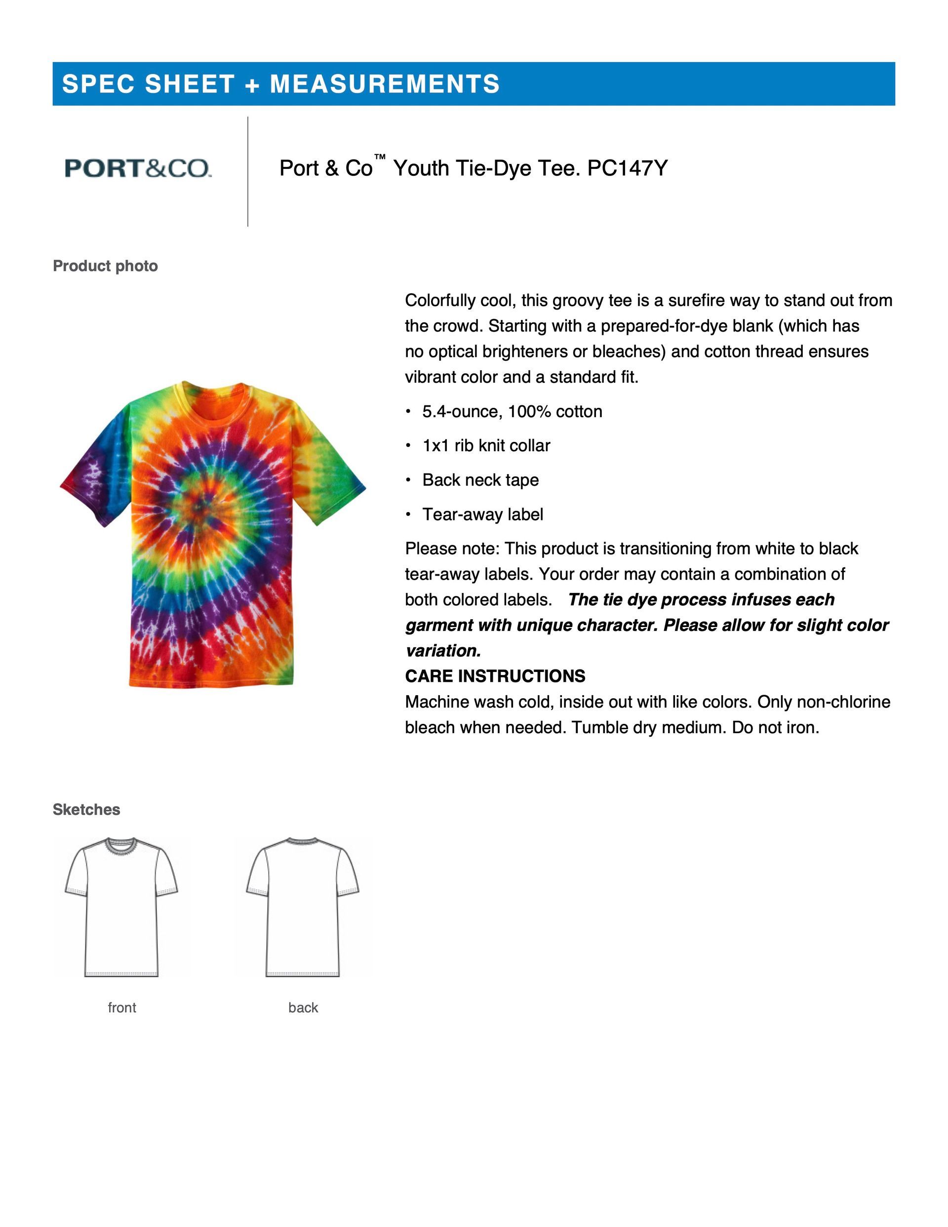PC147Y Port & Co™ Youth Tie-Dye Tee